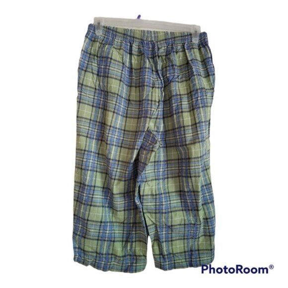 ♻️Green, Blue and Yellow Checked Capri Pants Size L - Picture 2 of 8